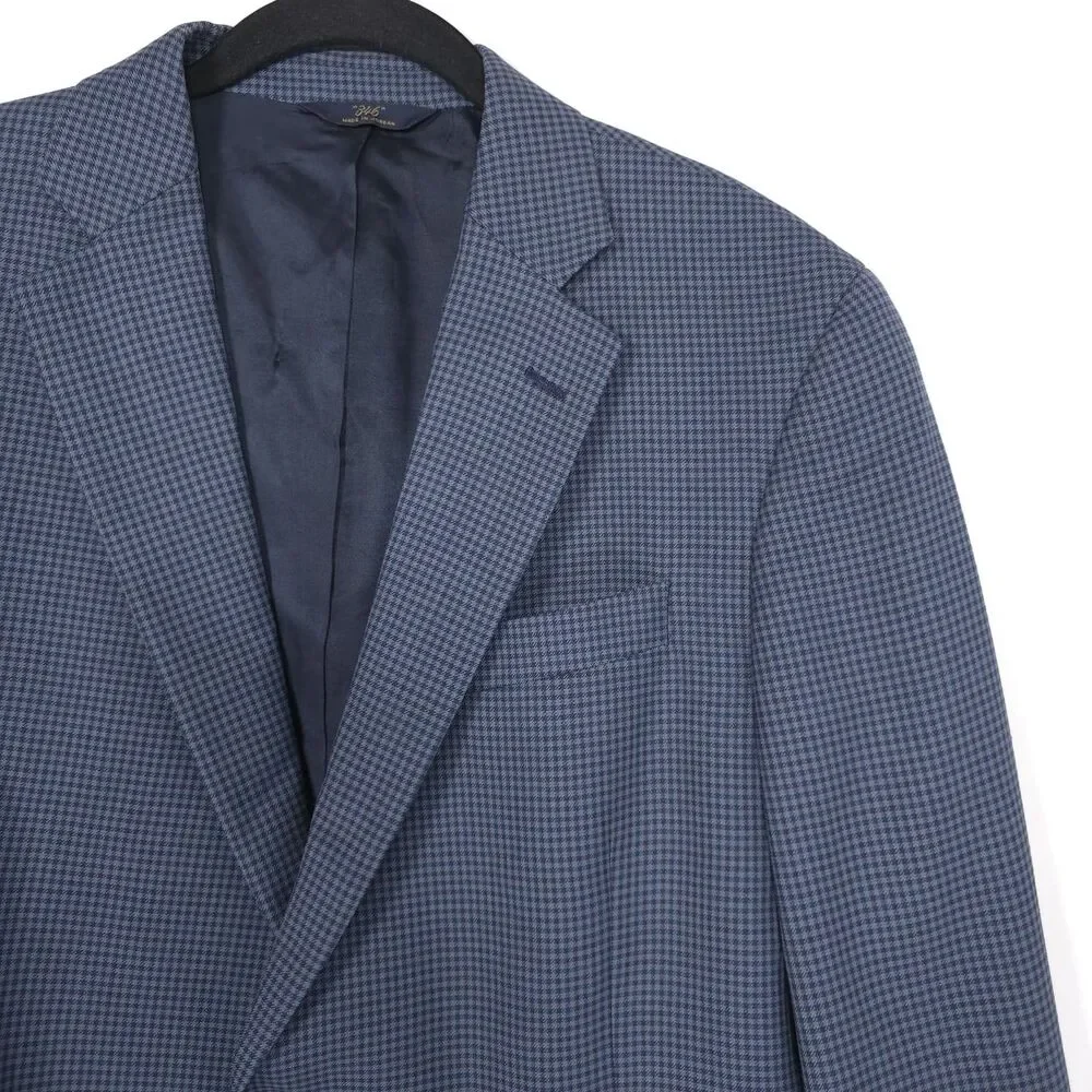 BROOKS BROTHERS 346 Mens Fitzgerald Fit Blue Check‎ Wool Sport Coat Blazer 44R